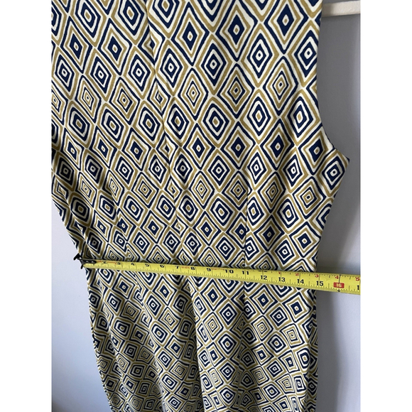NWT J. McLaughlin Devon sleeveless crewneck fitted navy gold diamond midi sz M - Picture 6 of 9